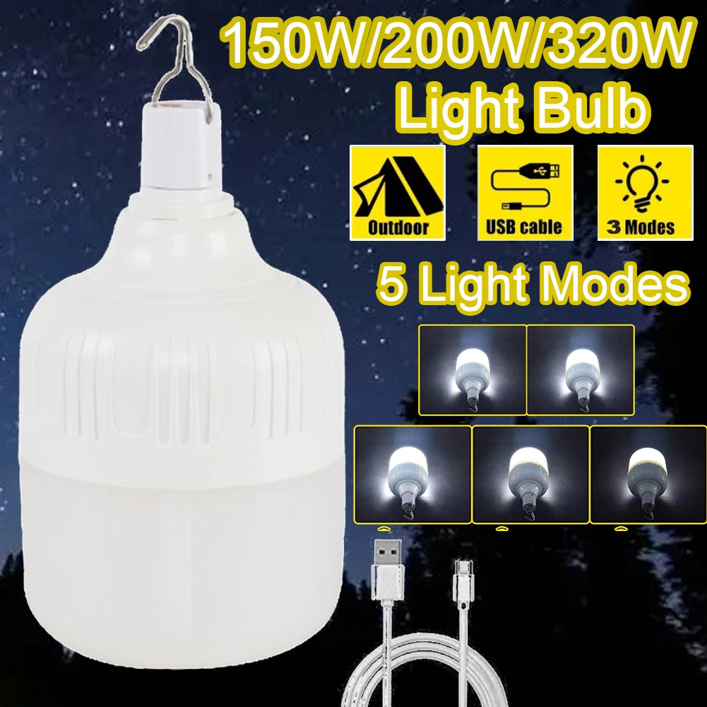 320W Camping Light 5 Lighting Modes Hanging Tent Light Emergency Flashlight LED - £12.81 GBP+