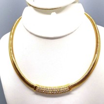 Vintage Swarovski Omega Necklace, Gold Tone with Crystals, Swan Signed - £88.94 GBP