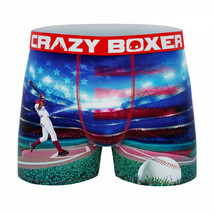 Crazy Boxer Baseball Home Run Shot Scene Men&#39;s Boxer Briefs Blue - £13.54 GBP