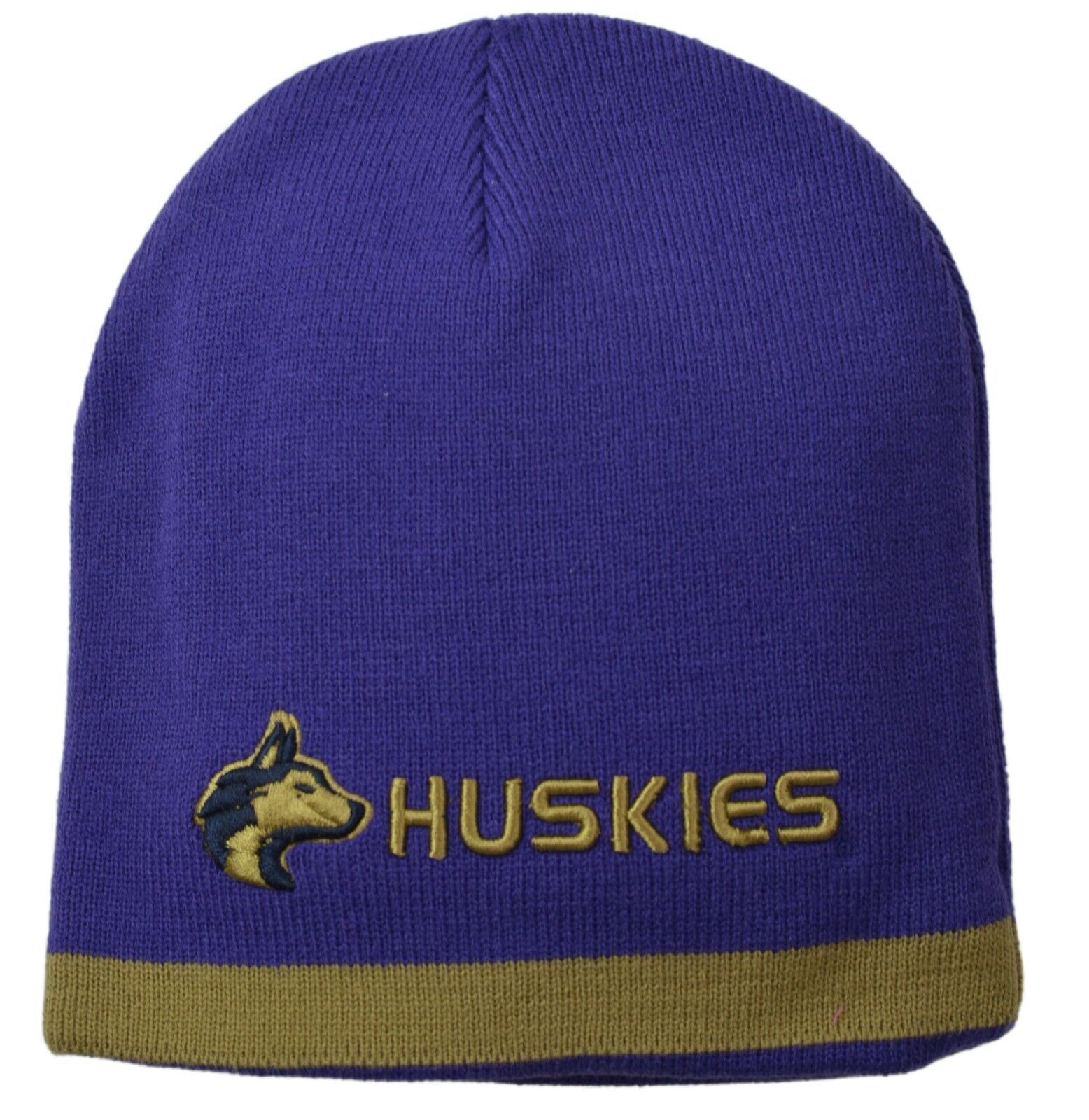 Washington Huskies NCAA Reversible Team Logo Knit Beanie Purple Gold Winter Hat