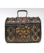 Cigar Box Style Hinged Wood Tin Purse Storage Home Box w Handle 10&quot;Wx 6&quot;... - £27.61 GBP