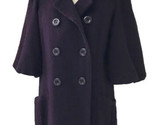 Melanzana Viola Scuro Misto Lana Caban sopra Cappotto Pelliccia Collo 3/... - $22.56