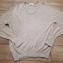 Vintage Christian Dior Sweater Pullover Medium Men tan brown 100% Orlon Acrylic - £39.28 GBP
