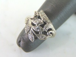 Womens Vintage Estate 14K White Gold Diamond Flower Ring, 3.6g E5962 - £348.13 GBP