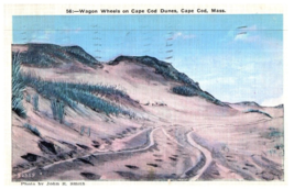 Wagon Wheels On Cape Cod Dunes Massachusetts Postcard Posted 1939 - £19.45 GBP