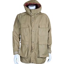 Woolrich Jacket Mens L Wool Lined Hooded Trench Khaki Barn Chore Coat Vt... - $67.18