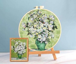Van Gogh cross stitch White Roses pattern pdf - Bouquet cross stitch Van... - £4.16 GBP