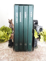 Vintage Travel Games Acey-Ducey Asia Chess Dominoes Faux Leather Bound Book Set  - £31.34 GBP