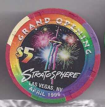 $5 STRATOSPHERE Hotel Apr 1996 GRAND OPENING Las Vegas Casino Chip - £11.74 GBP