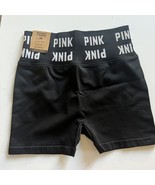 Victoria&#39;s Secret PINK 3&quot; SEAMLESS HIGH WAIST Bike SHORTS Medium Black Logo - $25.74