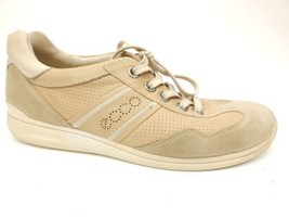 ECCO Mobile II Women&#39;s Beige Leather Lace Up Perforated Shoes Size 39 US 8-8.5 - £27.22 GBP