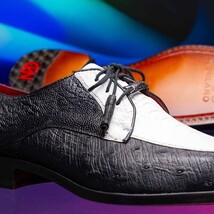 Andretti Genuine Ostrich Leg Dress Derby's Tasseled Laces Shoes White / Black image 8