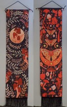 2 Vintage Print Wall Hanging Scroll  Butterflies/Mushrooms Tapestry Boho Lot - £46.71 GBP