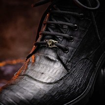 LEONI Genuine Caiman Belly Boot Oil Black image 11