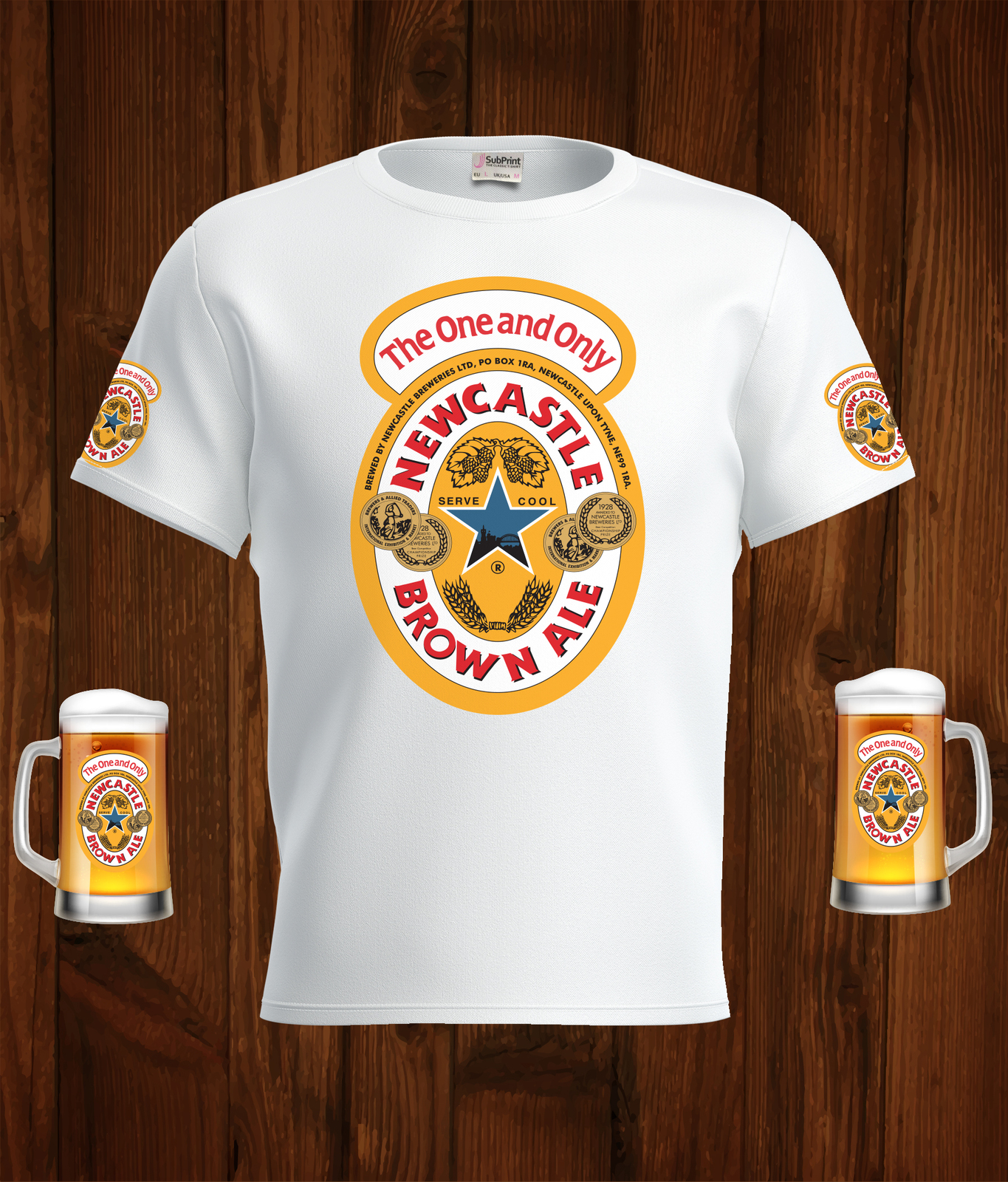 Newcastle Brown Ale  Beer White T-Shirt, High Quality, Gift Beer Shirt