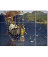 Nilolai Roerich Ships Painting Ceramic Tile Mural BTZ22995 - $164.12 CAD+