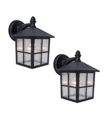 2-pack ~ Project Source Black Medium Base (E-26) Outdoor Wall Lights ~  ... - £36.70 GBP