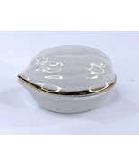 Japanese White Miniature Walnut Trinket Box with Gold Trim - $24.74