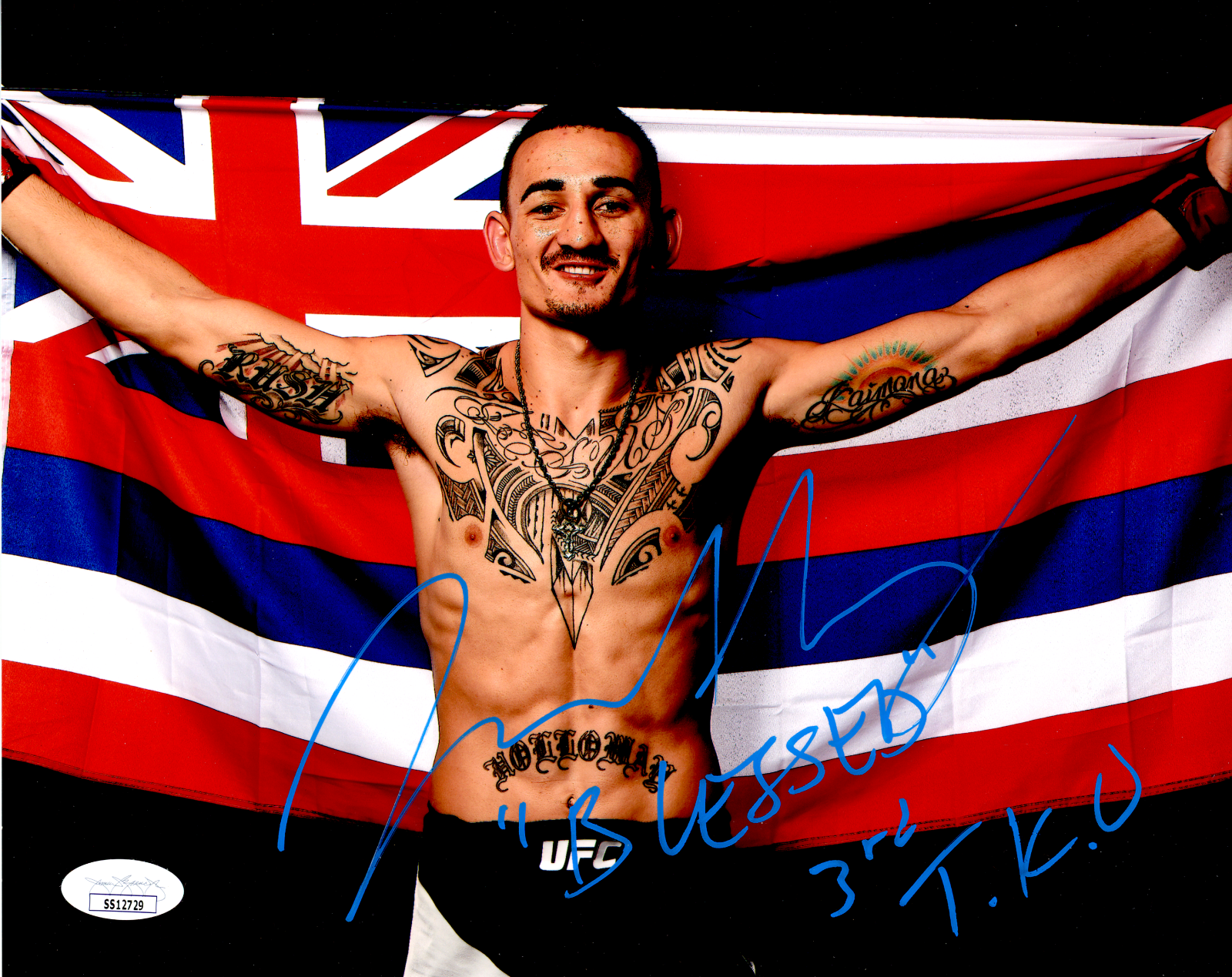 Max Holloway Signed UFC 8x10 Photo COA JSA Blessed Flag Autographed McGr... - $135.96