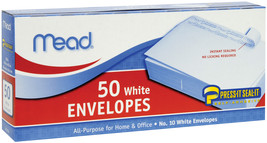 Mead Boxed Peel &amp; Stick Envelopes 4.125&quot;X8.5&quot; 50/Pkg Regular #10 - £13.49 GBP