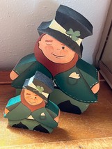 Lot of Painted Wood St. Patrick’s Day Large &amp; Small Leprechauns Holiday ... - $13.09