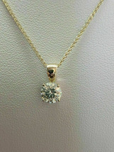 2Ct Round Cut Real Moissanite Solitaire Pendant 18&quot; Chain 14K Yellow Gold Plated - £86.59 GBP