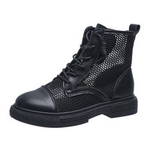 Summer Ankle Boots Women&#39;s New Chunky Hollow Out Shoes Brand Female Black Round  - £26.08 GBP