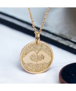 14K Hand Gesture Heart Necklace-Necklace For Besties-Custom Necklace-Lov... - $5,532.13 MXN+