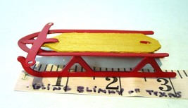 Red Snow sled metal ornament or prop 3&quot; long decorative item - $6.88
