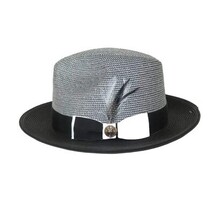 Men's Milani Straw Braided Fedora Hat Soft Crushable FDS-006 Black/White image 4