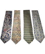 Lot Of 4 Bill Blass Men&#39;s Silk Neck Ties Paisley Floral Geometric - $38.29 CAD