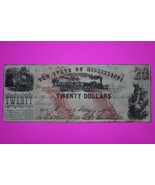 1862 State Of Mississippi 20 Dollars Guaranteed Authentic Paper Money 88 - $99.99