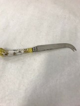 VINTAGE CLOISONNE CHEESE KNIFE WITH PICK -ENGLAND AE LEWIS YELLOW 8 INCH - $32.66