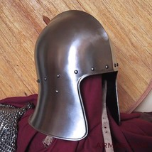 16G Steel Medieval Barbute Open Face Celeta Helmet w/ Liner SCA LARP - £193.40 GBP