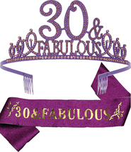 30th Birthday Gifts for Women,30th Birthday Tiara Purple,30 Birthday,30 ... - $17.95