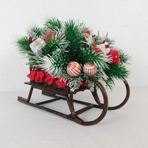 Peppermint Sleigh Christmas Around The World Vintage Table Decor Red Green FLAW - £11.57 GBP