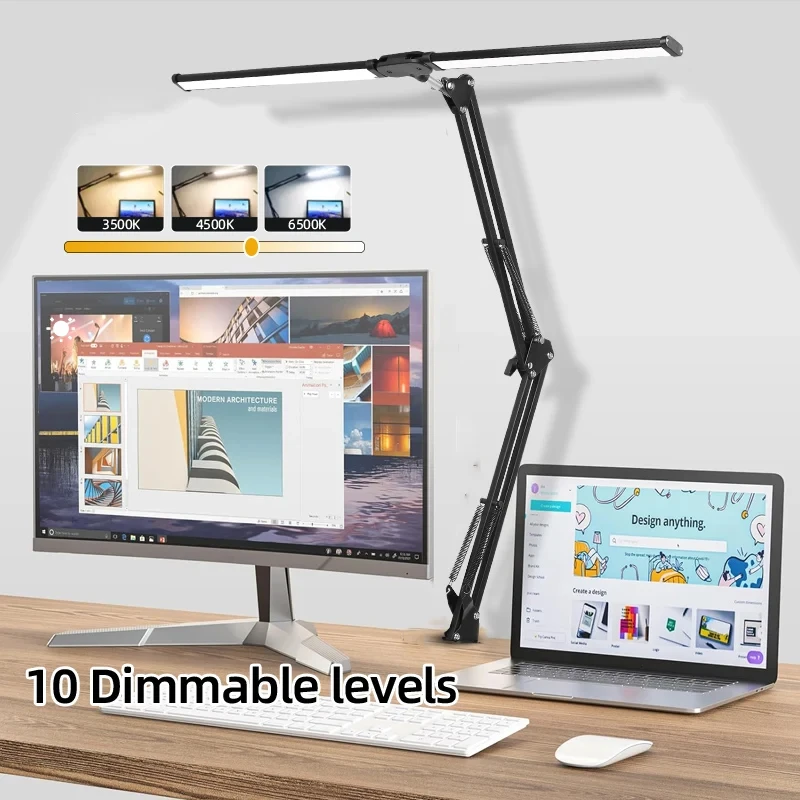 Double Head LED Desk Lamps Stepless Dimmable Computer Screen Monitor Light Led - £25.81 GBP+