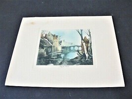  By the River- 1940’s Original Hand Colored –Unframed (Matted) Art Print. - £6.48 GBP