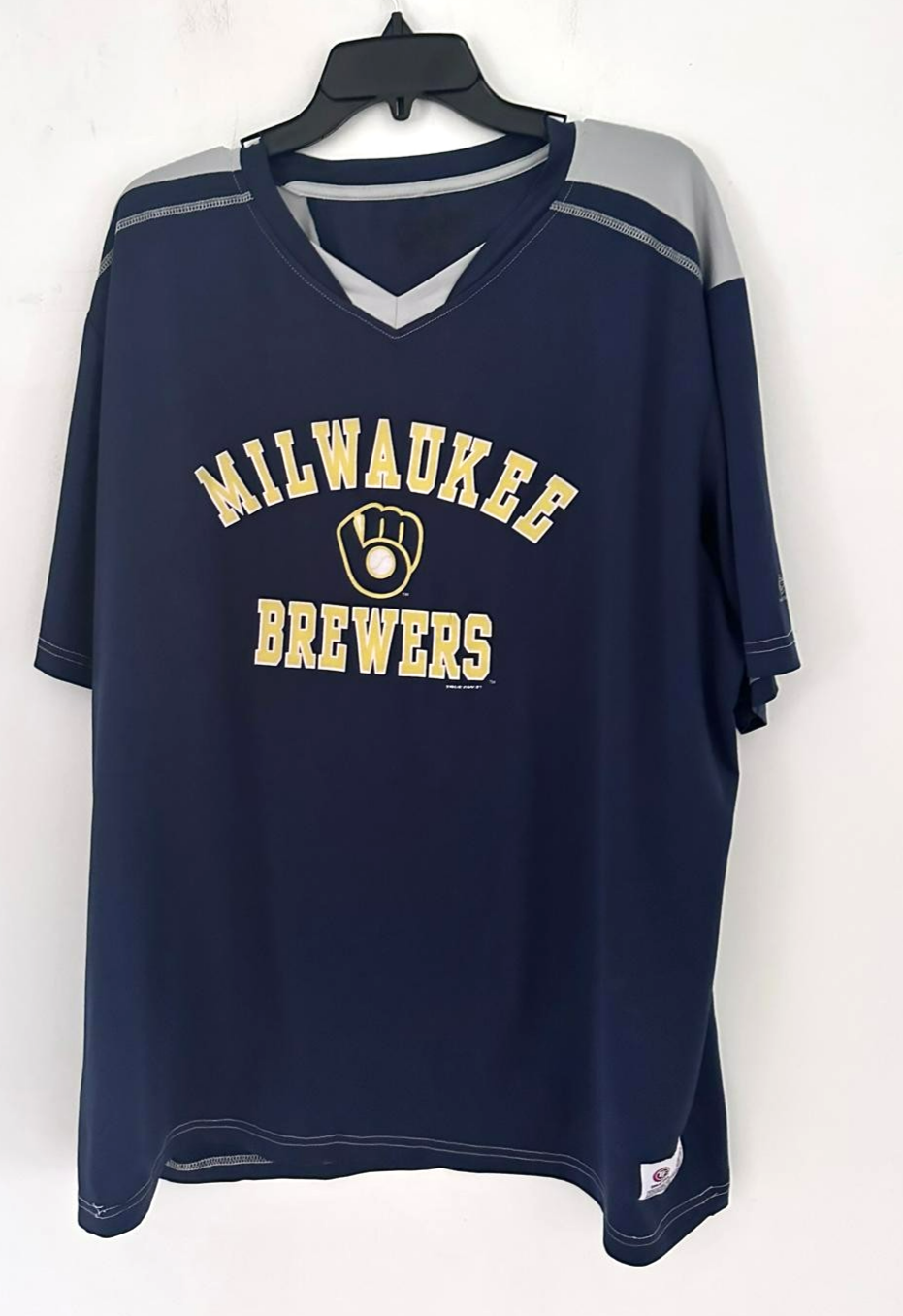 Milwaukee Brewers Men's XXL Blue Gray V-Neck T-Shirt MLB Baseball Fan Tee Item image 2