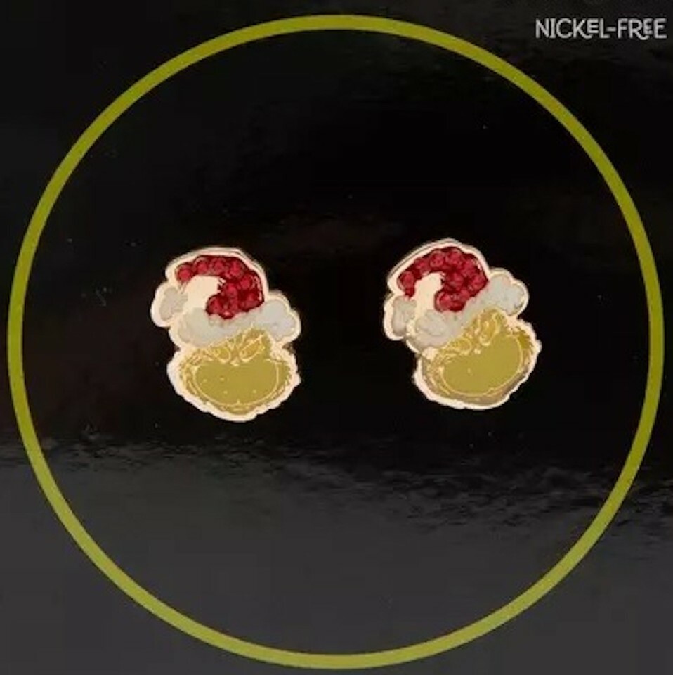 Grinch Face Rhinestone Earrings - H.E.R. Accessories Item image 2