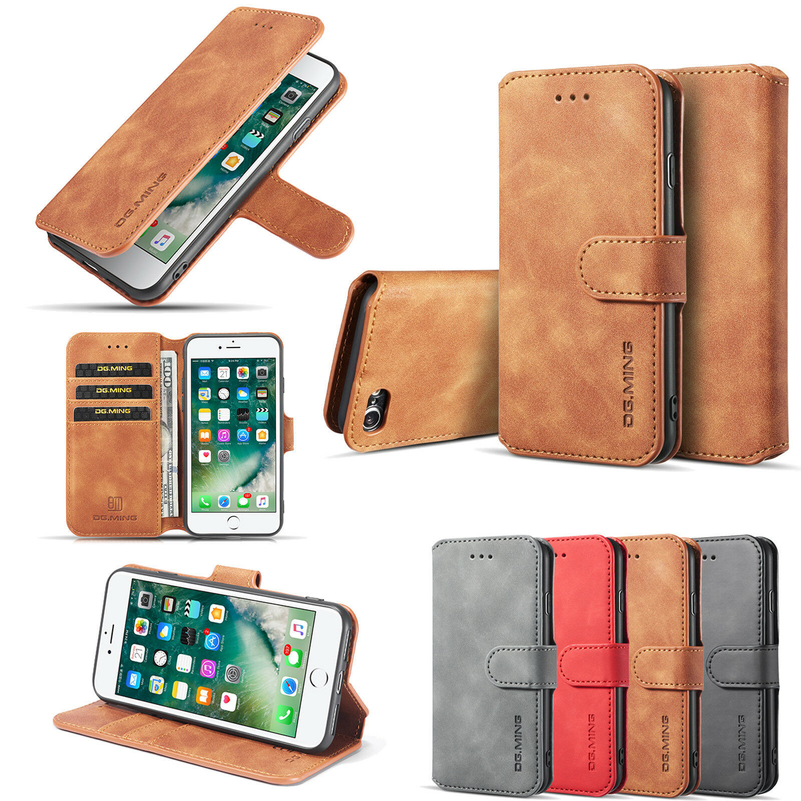 Man Flip Magnetic Retro Wallet Card Stand Leather Case Fr iPhone XR/Xs Max 8/7/6