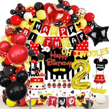 Red 2Nd Birthday Mouse Themed Party Decorations For Boy Oh Twodles Birth... - £33.70 GBP