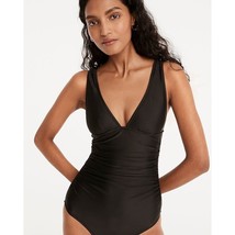 J.Crew Womens Long Torso Ruched V-Neck One Piece Swimsuit Black 8 - £49.76 GBP