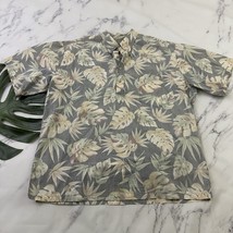 Tori Richard Mens Hawaiian Shirt Size L Tan Gray Tropical Floral Pullover - $431.40 MXN