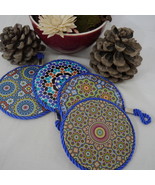Moroccan Coasters, Moroccan arabic mosaic patterns, Drink Coasters, set of 4 - $52.00