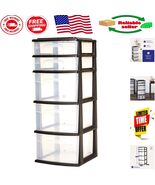 Eco-Friendly 5-Tier Drawer Tower - Clear Plastic Bin for Organized Living - $139.87 CAD