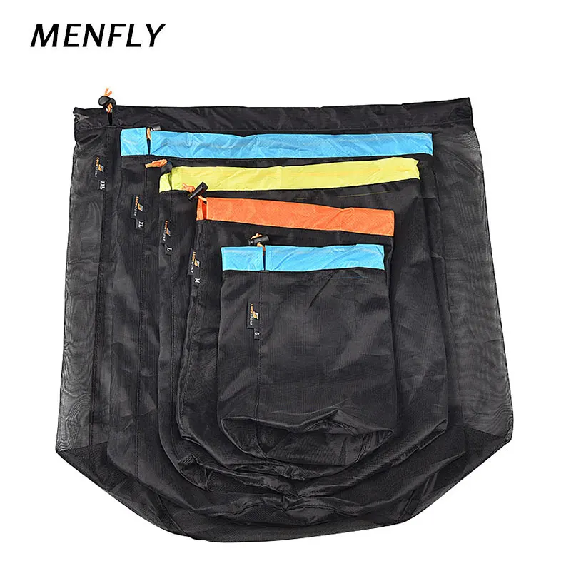 MENFLY Mesh Storage Bag Lightly Organize Sack Camping Hiking Compression Bags - £8.67 GBP+