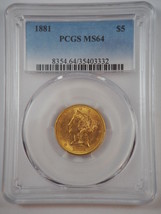 1881 US Gold $5 Liberty Head Eagle MS64 PCGS - £1,336.94 GBP