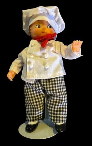 Primary image for Vintage Campbell’s Soup Kids Boy Chef 5" Rubber Vinyl Toy Doll With Stand