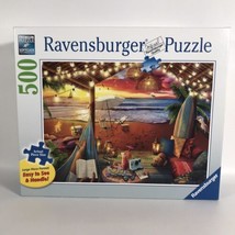 Ravensburger Cozy Cabana 500 Piece Large Format Jigsaw Puzzle Ocean Sunset Mint - £11.78 GBP